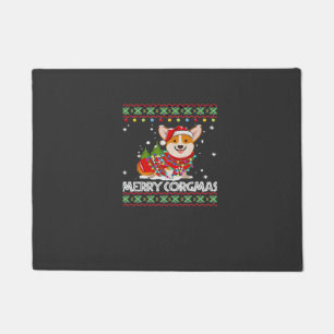 Corgi Dog Merry Corgmas Santa Corgi Ugly Christmas Doormat
