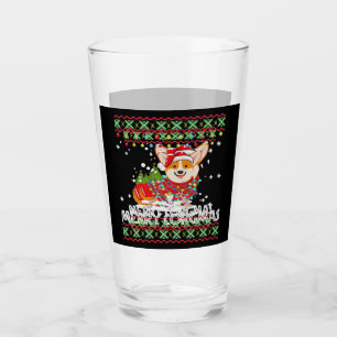 Corgi Dog Merry Corgmas Santa Corgi Ugly Christmas Glass