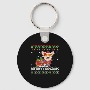 Corgi Dog Merry Corgmas Santa Corgi Ugly Christmas Key Ring