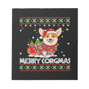 Corgi Dog Merry Corgmas Santa Corgi Ugly Christmas Notepad