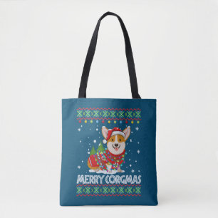 Corgi Dog Merry Corgmas Santa Corgi Ugly Christmas Tote Bag