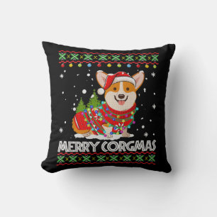 Corgi Dog Merry Corgmas Santa Cushion