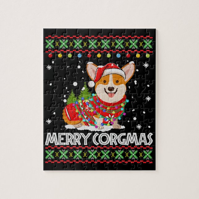 Corgi Dog Merry Corgmas Santa Jigsaw Puzzle (Vertical)