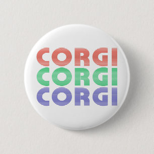 Corgi Dog Modern Colourful Text 6 Cm Round Badge