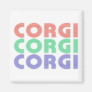 Corgi Dog Modern Colourful Text Magnet