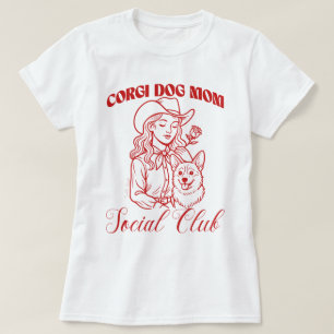 Corgi Dog Mom Social Club Line Art for Women T-Shirt