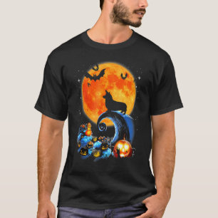 Corgi Dog Moon Pumpkin Halloween Costume Dog Corgi T-Shirt