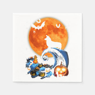 Corgi Dog Moon Pumpkin Halloween Costume Napkin
