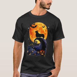 Corgi Dog Moon Pumpkin Halloween Dog Costume T-Shirt