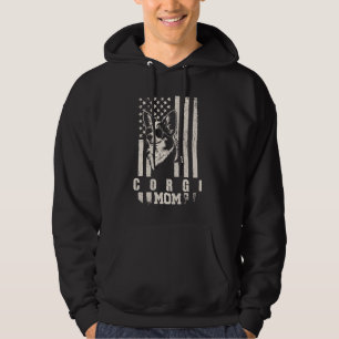 Corgi Dog Mum American Flag Gifts for Women Mama D Hoodie