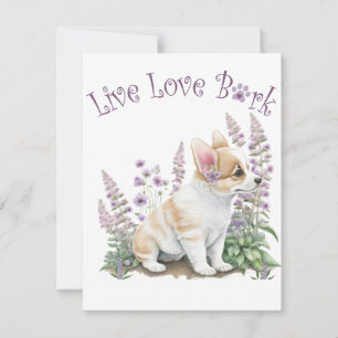 Corgi Dog Mum Floral Card
