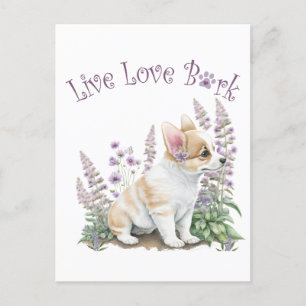 Corgi Dog Mum Floral Postcard