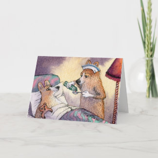 Corgi dog nurse, get well soon greeting card