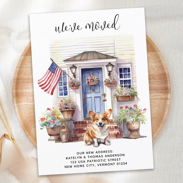 Corgi Dog Patriotic Personalised Pet Moving Announcement (Creator Uploaded)