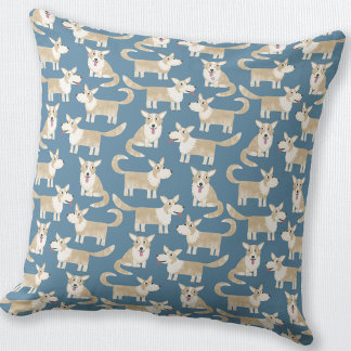 Corgi Dog Pattern Green Cushion