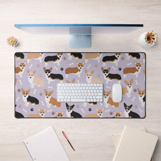 Corgi Dog Paws and Bones Desk Mat (Office 1)