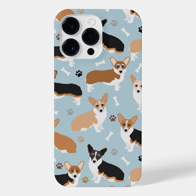 Corgi Dog Paws and Bones iPhone 14 Pro Max Case (Back)
