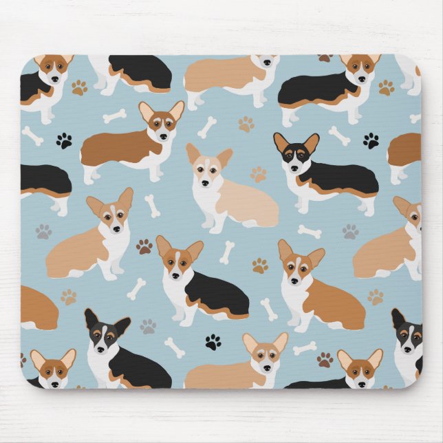 Corgi Dog Paws and Bones Mouse Mat (Front)