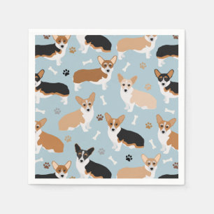 Corgi Dog Paws and Bones Napkin