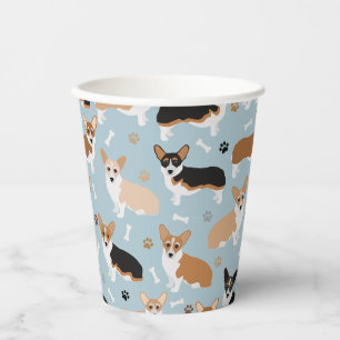 Corgi Dog Paws and Bones Paper Cups