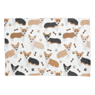 Corgi Dog Paws and Bones Pillow Case