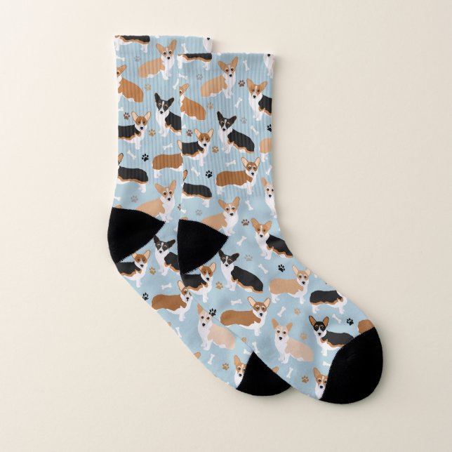 Corgi Dog Paws and Bones Socks (Pair)