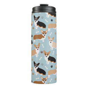 Corgi Dog Paws and Bones Thermal Tumbler