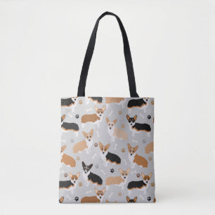 Corgi Dog Paws and Bones Tote Bag