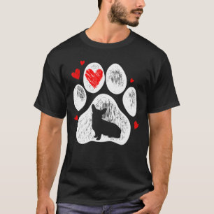 Corgi Dog Paws Dogs Red Heart T-Shirt