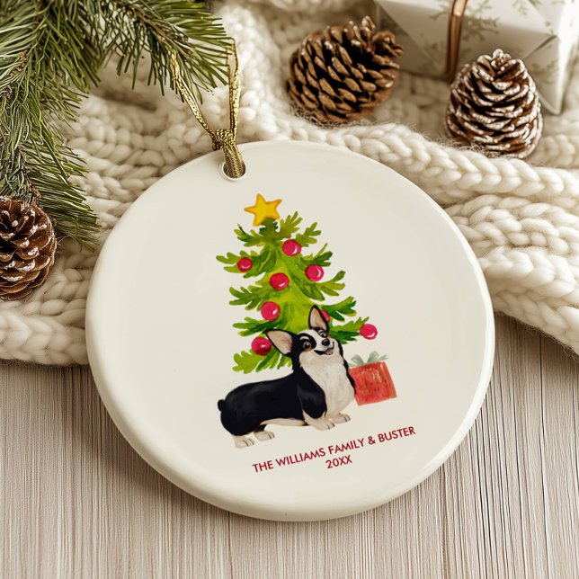 Corgi Dog Personalised Christmas Ceramic Tree Decoration (Creator Uploaded)