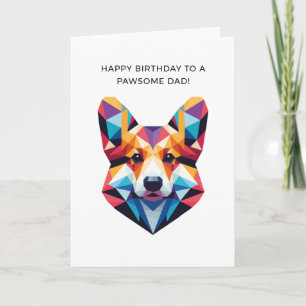 Corgi Dog Personalised Geometric Art Birthday Card