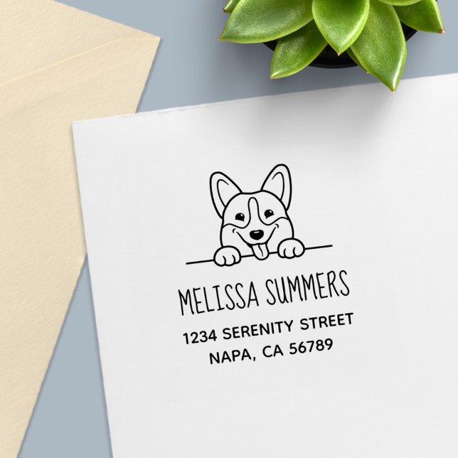 Corgi Dog Pet Address Self-inking Stamp (Creator Uploaded)