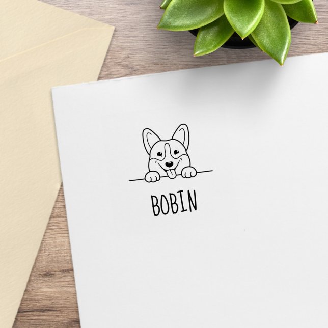 Corgi Dog Pet Custom Name Rubber Stamp (Creator Uploaded)