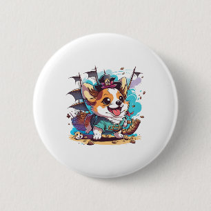 Corgi Dog Pirate 6 Cm Round Badge