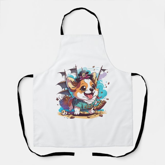 Corgi Dog Pirate Apron (Front)