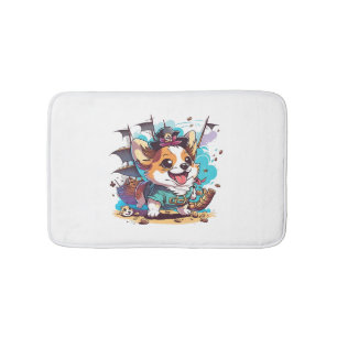 Corgi Dog Pirate Bath Mat