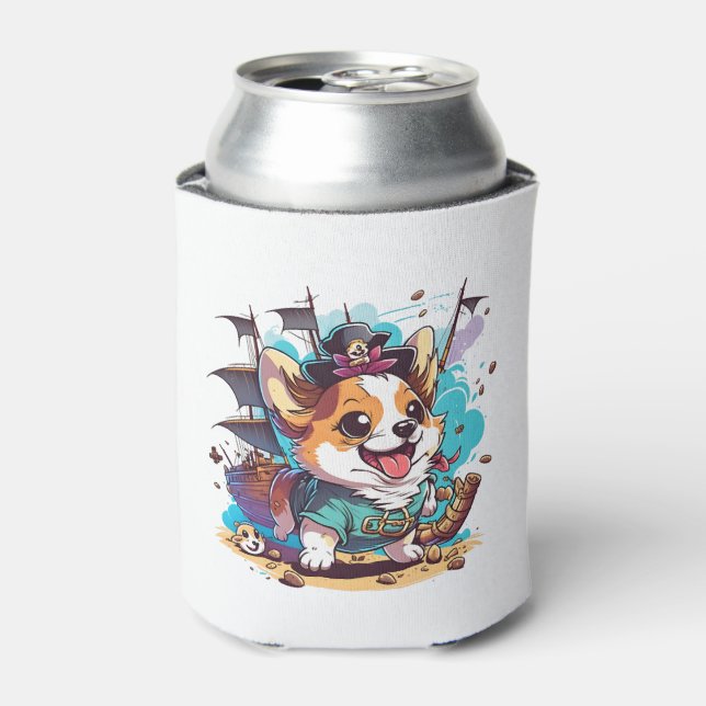 Corgi Dog Pirate Can Cooler (Can Front)