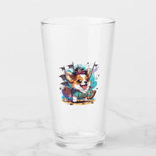 Corgi Dog Pirate Glass