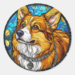 Corgi Dog Portrait Classic Round Sticker