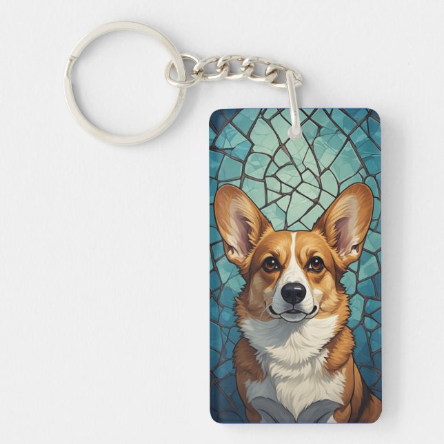Corgi Dog Portrait For Dog Lovers Key Ring (Front)