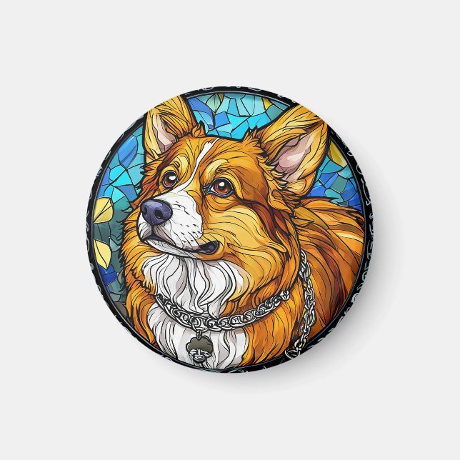 Corgi Dog Portrait Magnet (Front)