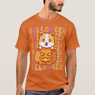 Corgi Dog Pumpkin 70s 80s Retro Vintage Style Hall T-Shirt