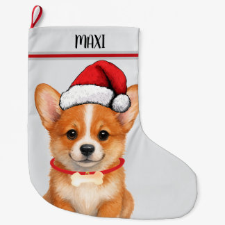 Corgi Dog Puppy Custom Pet Large Christmas Stocking