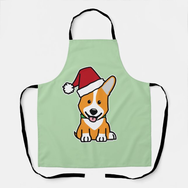 Corgi dog puppy Pembroke Welsh Christmas Santa hat Apron (Front)