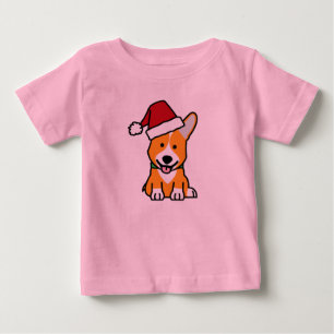 Corgi dog puppy Pembroke Welsh Christmas Santa hat Baby T-Shirt
