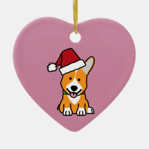 Corgi dog puppy Pembroke Welsh Christmas Santa hat Ceramic Tree Decoration