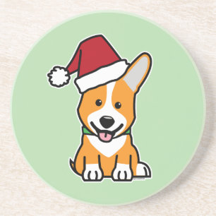 Corgi dog puppy Pembroke Welsh Christmas Santa hat Coaster