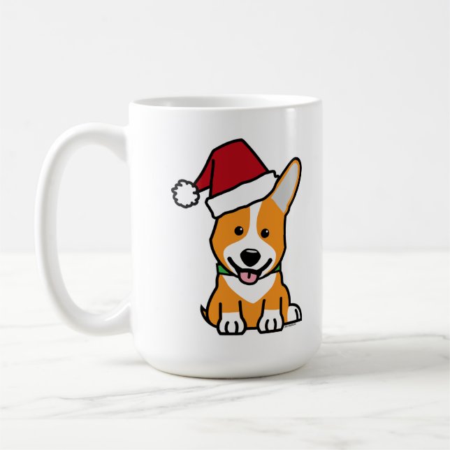 Corgi dog puppy Pembroke Welsh Christmas Santa hat Coffee Mug (Left)