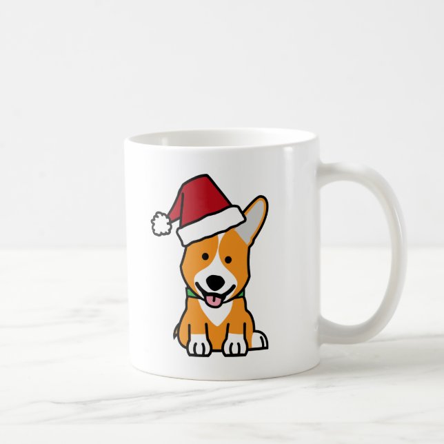 Corgi dog puppy Pembroke Welsh Christmas Santa hat Coffee Mug (Right)