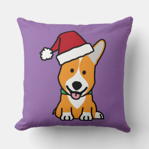 Corgi dog puppy Pembroke Welsh Christmas Santa hat Cushion